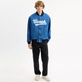 Denim-Varsity-Jacke aus Bio-Baumwolle