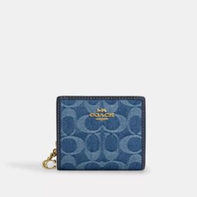 Druckknopf-Geldbörse aus Signature-Denim