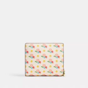 Druckknopf-Geldbörse mit Blumenprint und Anhänger
