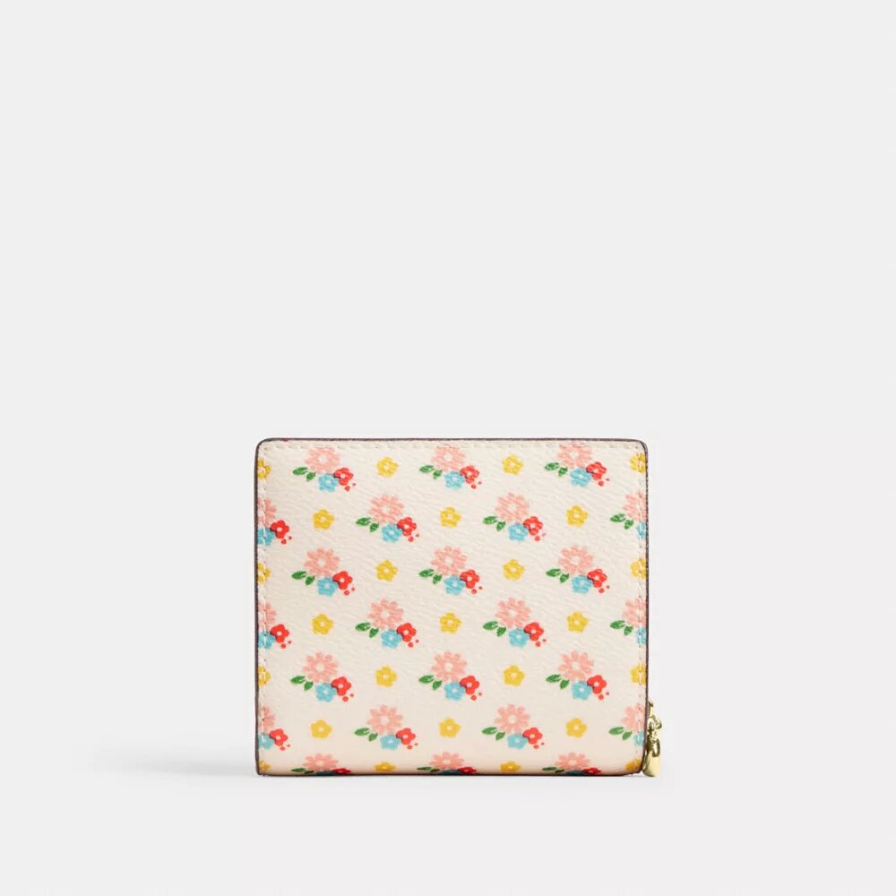 Druckknopf-Geldbörse mit Blumenprint und Anhänger