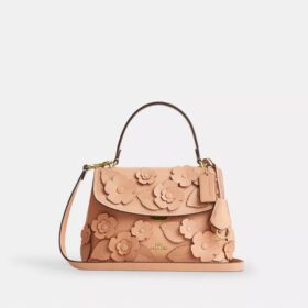 Emory-Handtasche mit Tragegriff und Blumenapplikation