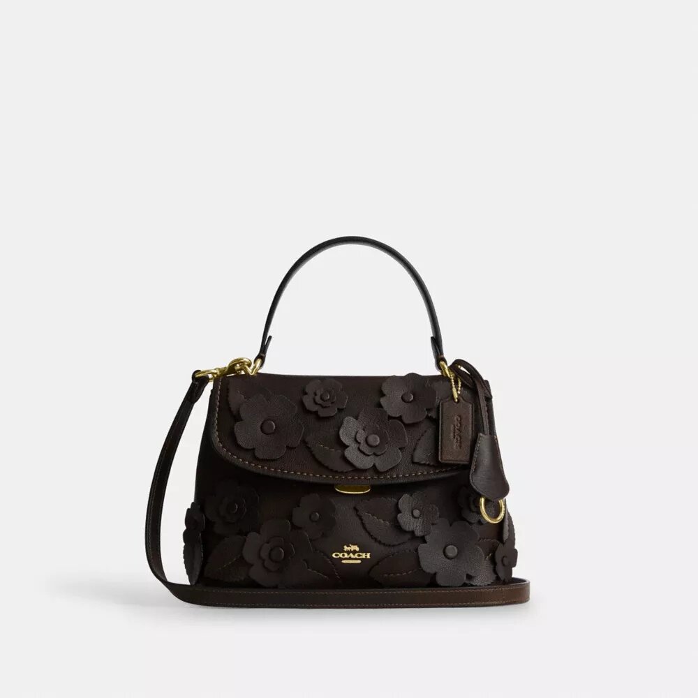 Emory-Handtasche mit Tragegriff und Blumenapplikation