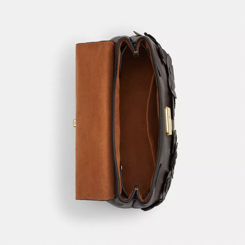 Emory-Handtasche mit Tragegriff und Blumenapplikation