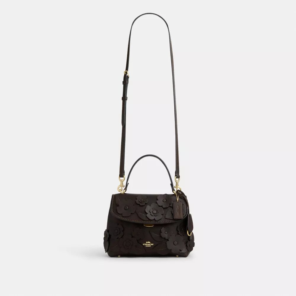 Emory-Handtasche mit Tragegriff und Blumenapplikation