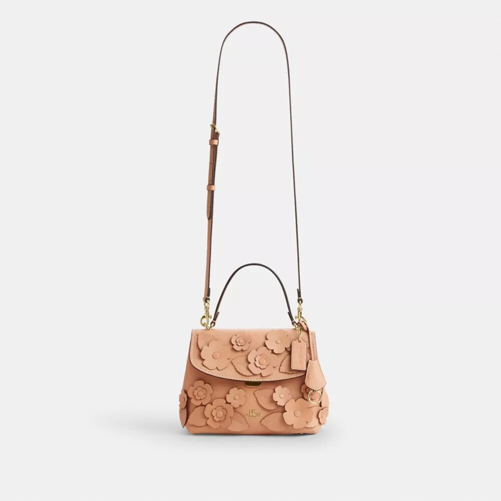 Emory-Handtasche mit Tragegriff und Blumenapplikation