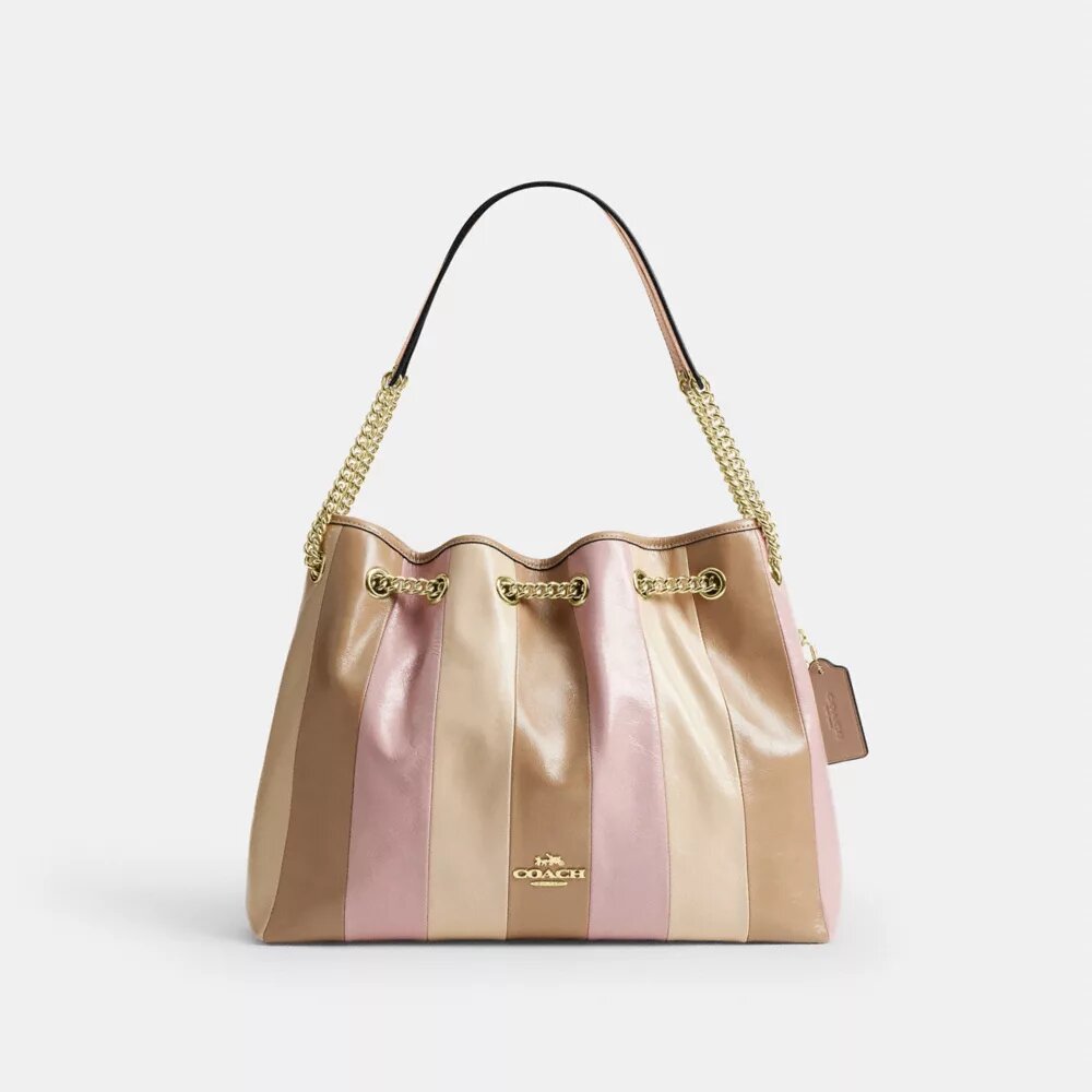 Evelyn-Schultertasche mit gestreiftem Patchwork