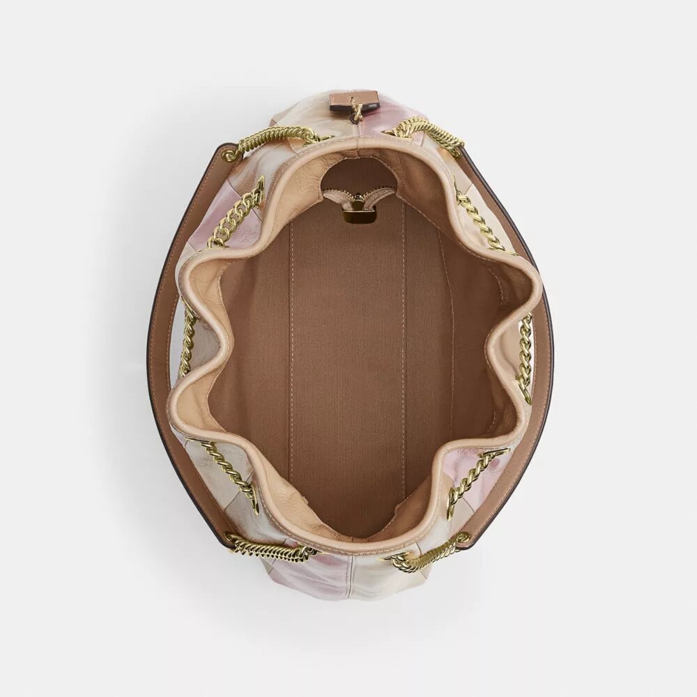 Evelyn-Schultertasche mit gestreiftem Patchwork