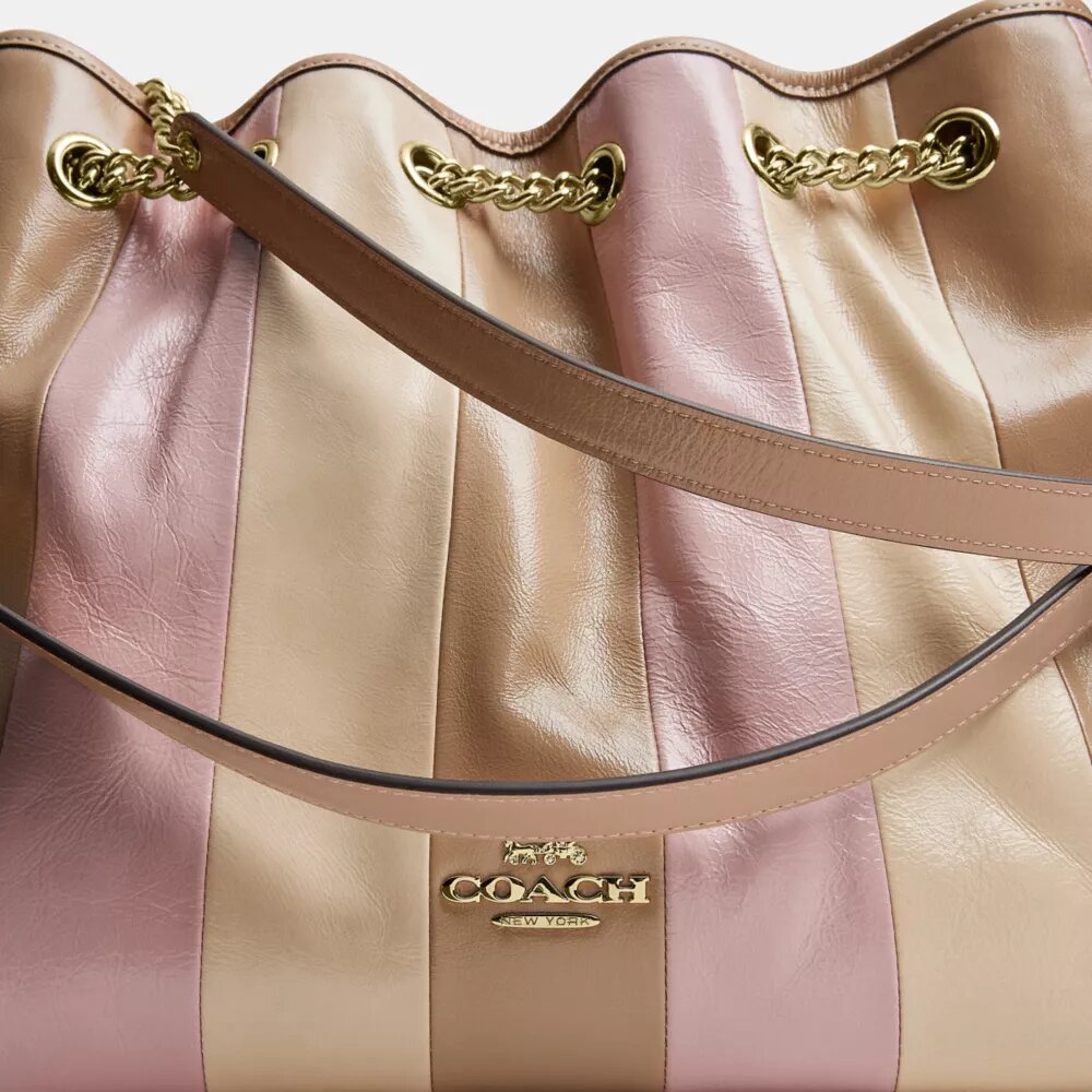 Evelyn-Schultertasche mit gestreiftem Patchwork