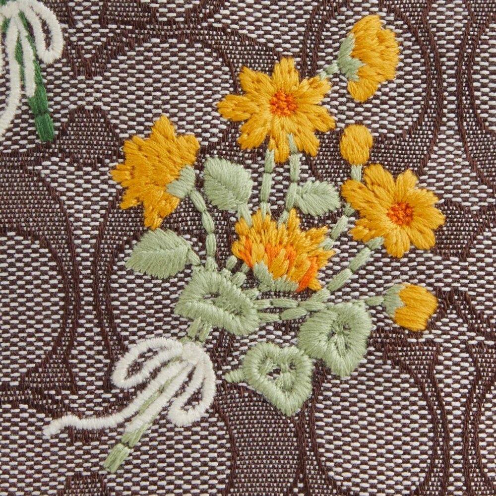Faye Mini-Kordelzugtasche aus charakteristischem Jacquard mit Blumenstickerei