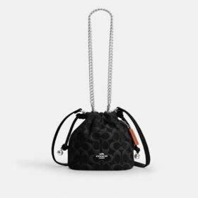 Faye Mini-Kordelzugtasche aus Signature-Denim