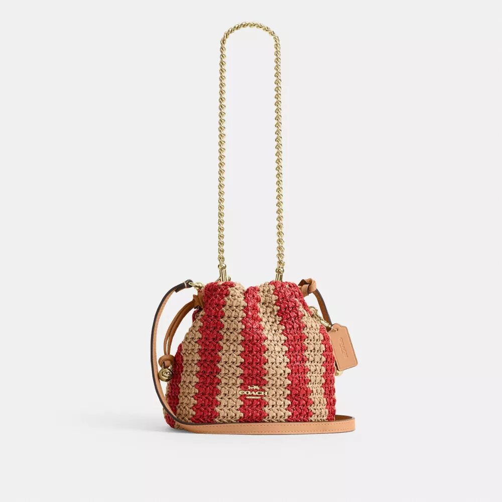 Faye Mini-Kordelzugtasche mit Streifen