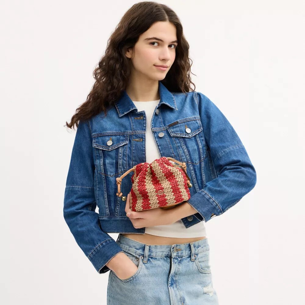 Faye Mini-Kordelzugtasche mit Streifen