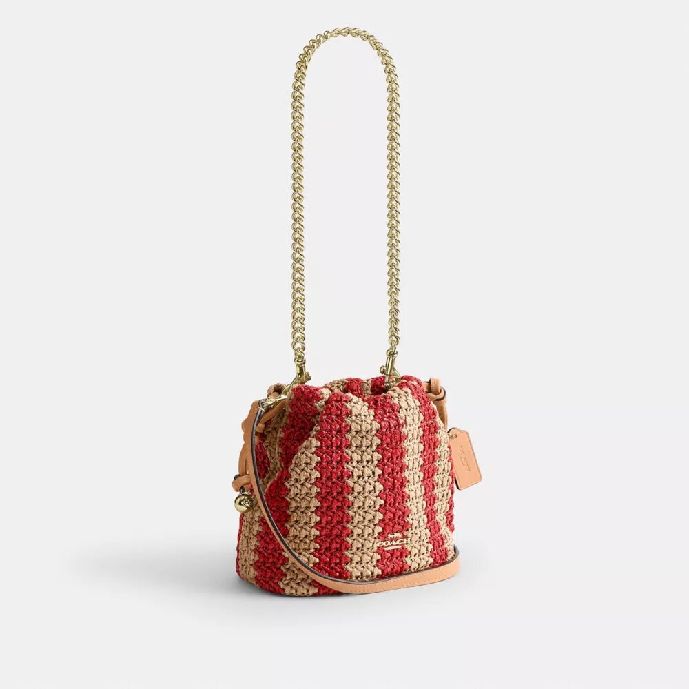 Faye Mini-Kordelzugtasche mit Streifen
