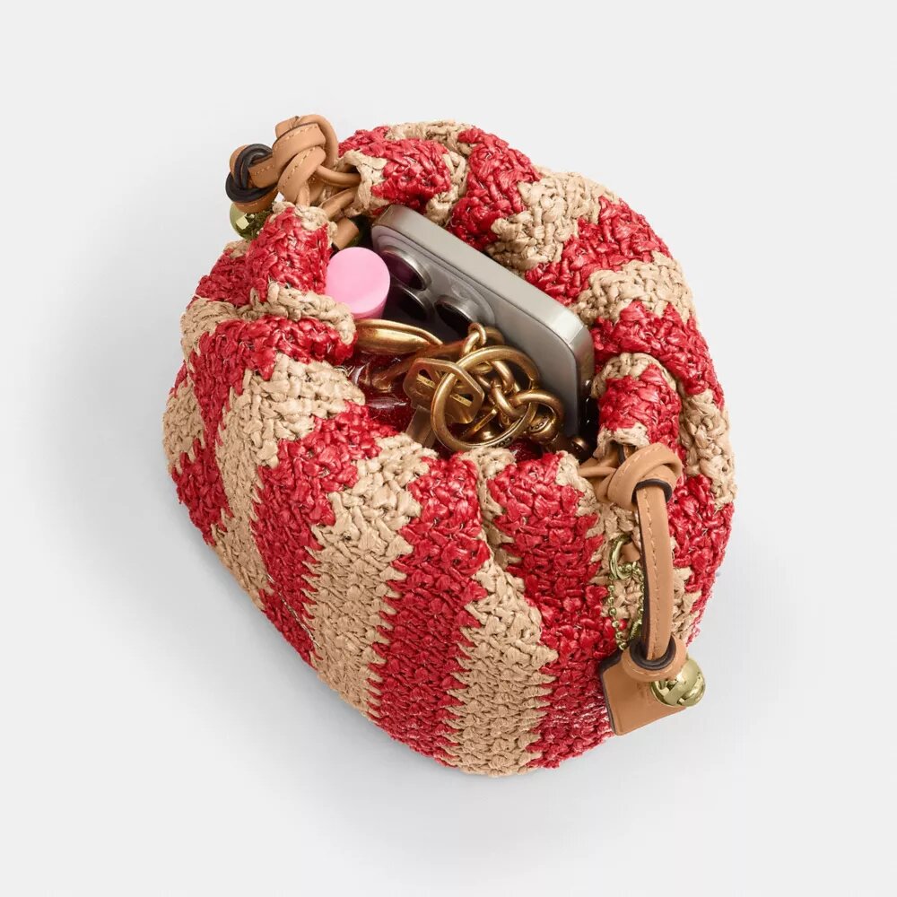Faye Mini-Kordelzugtasche mit Streifen