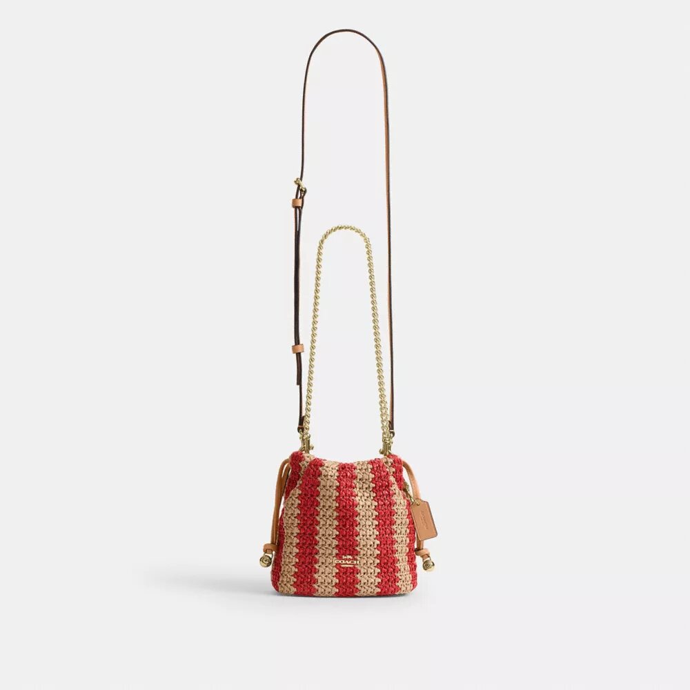 Faye Mini-Kordelzugtasche mit Streifen