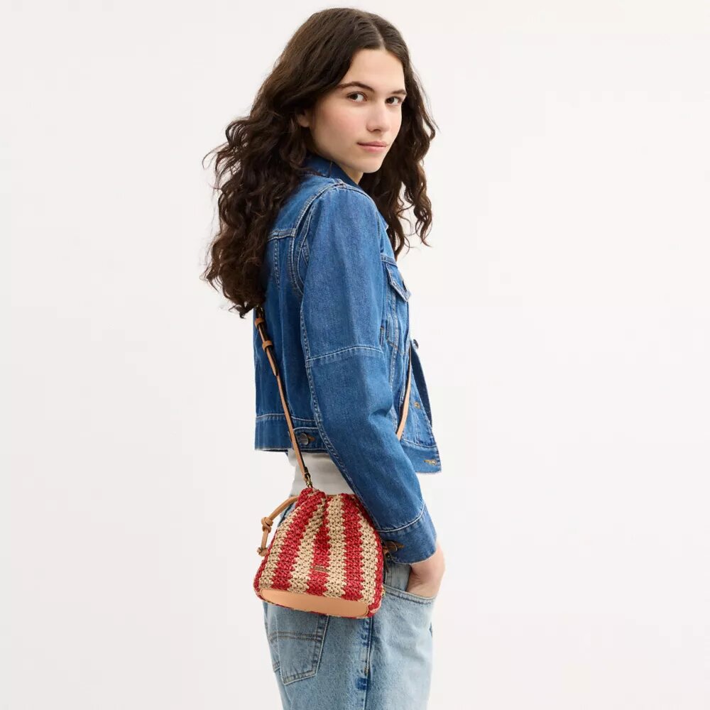 Faye Mini-Kordelzugtasche mit Streifen