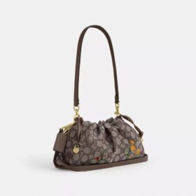Faye-Schultertasche aus charakteristischem Jacquard mit Blumenstickerei