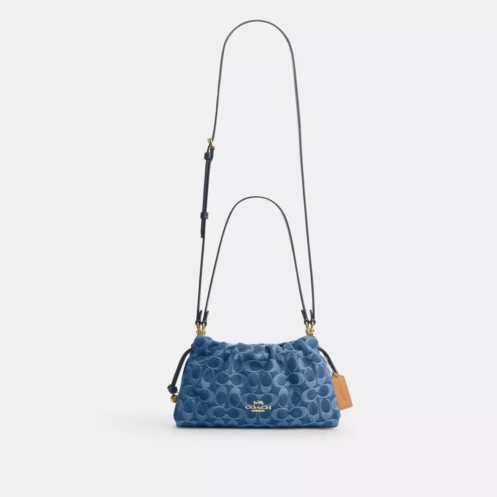 Faye-Schultertasche aus Signature-Denim
