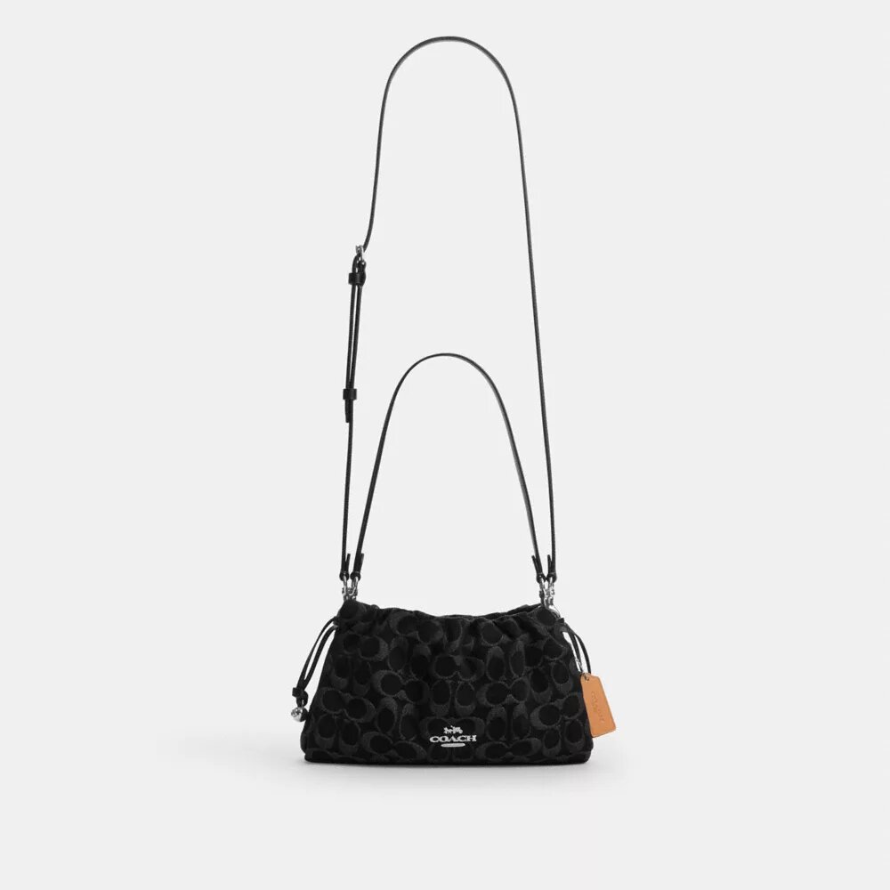 Faye-Schultertasche aus Signature-Denim