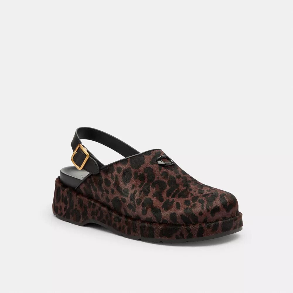 Geformte C-Plateau-Clogs mit Leopardenmuster