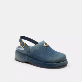 Geformte C-Plateau-Plateau-Clogs aus „Loved Denim“