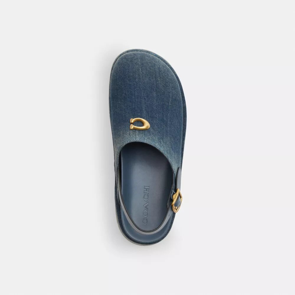 Geformte C-Plateau-Plateau-Clogs aus „Loved Denim“