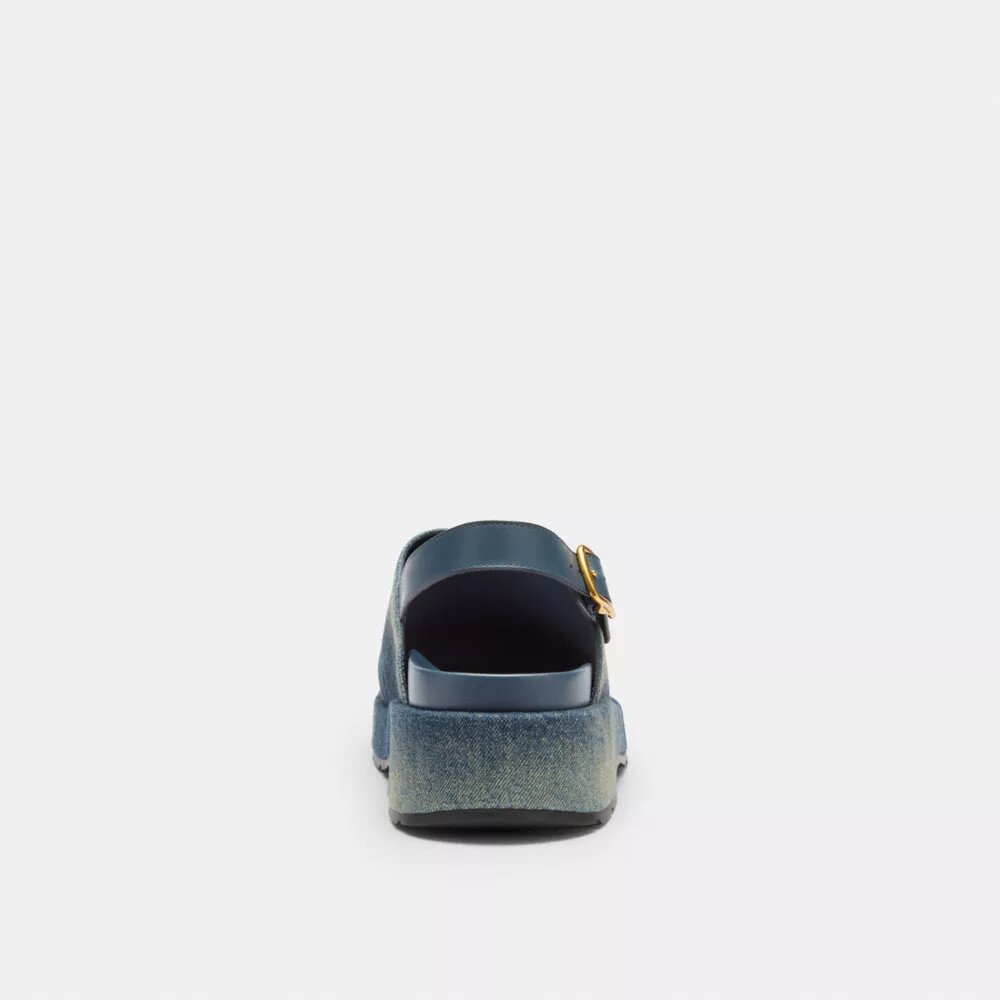 Geformte C-Plateau-Plateau-Clogs aus „Loved Denim“