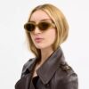 Geometrische Sonnenbrille mit C-Metallbeschlägen