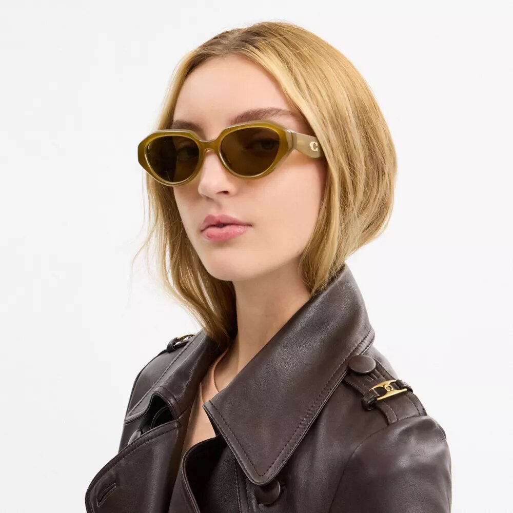 Geometrische Sonnenbrille mit C-Metallbeschlägen