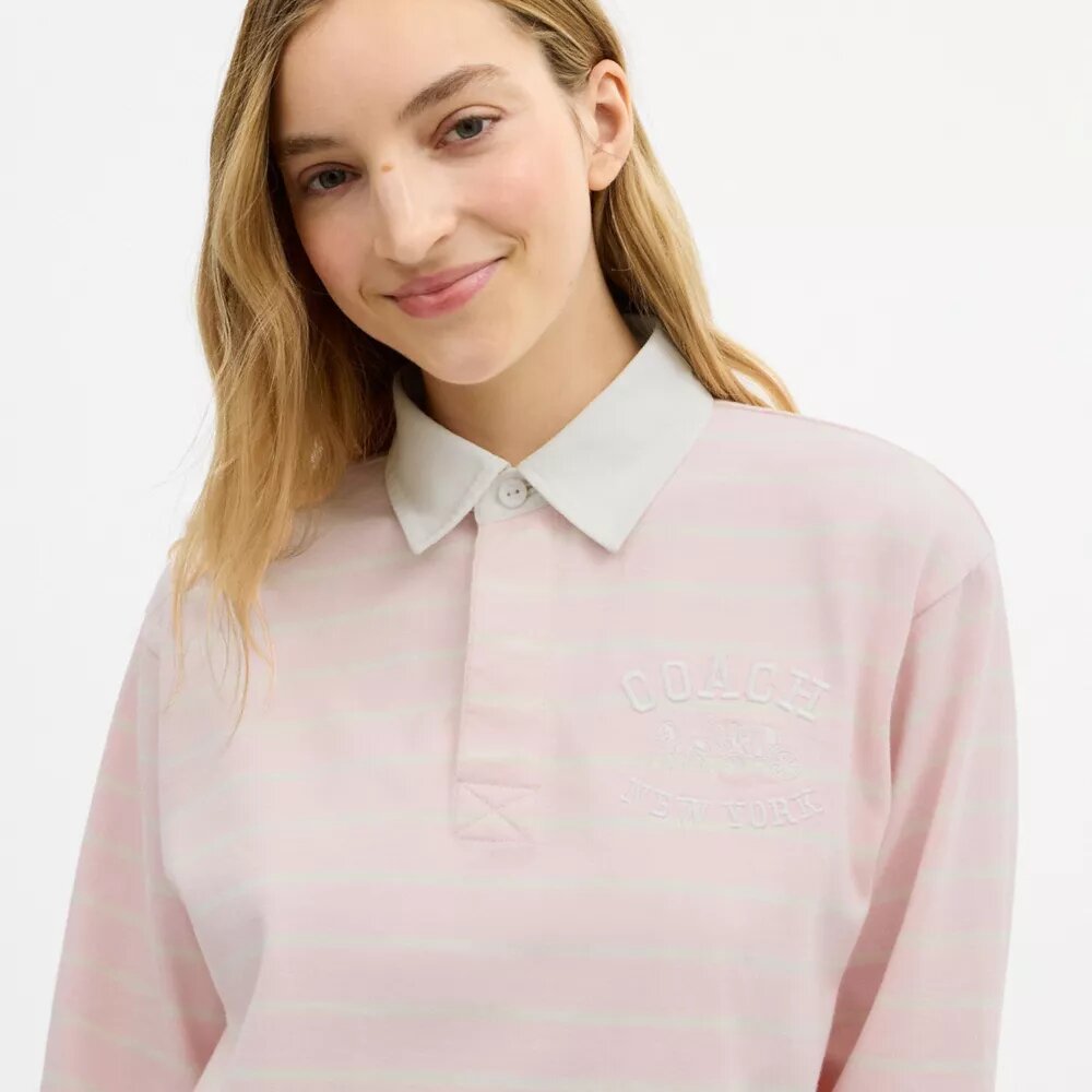 Gestreiftes Rugby-Poloshirt mit Horse and Carriage-Motiv aus Bio-Baumwolle