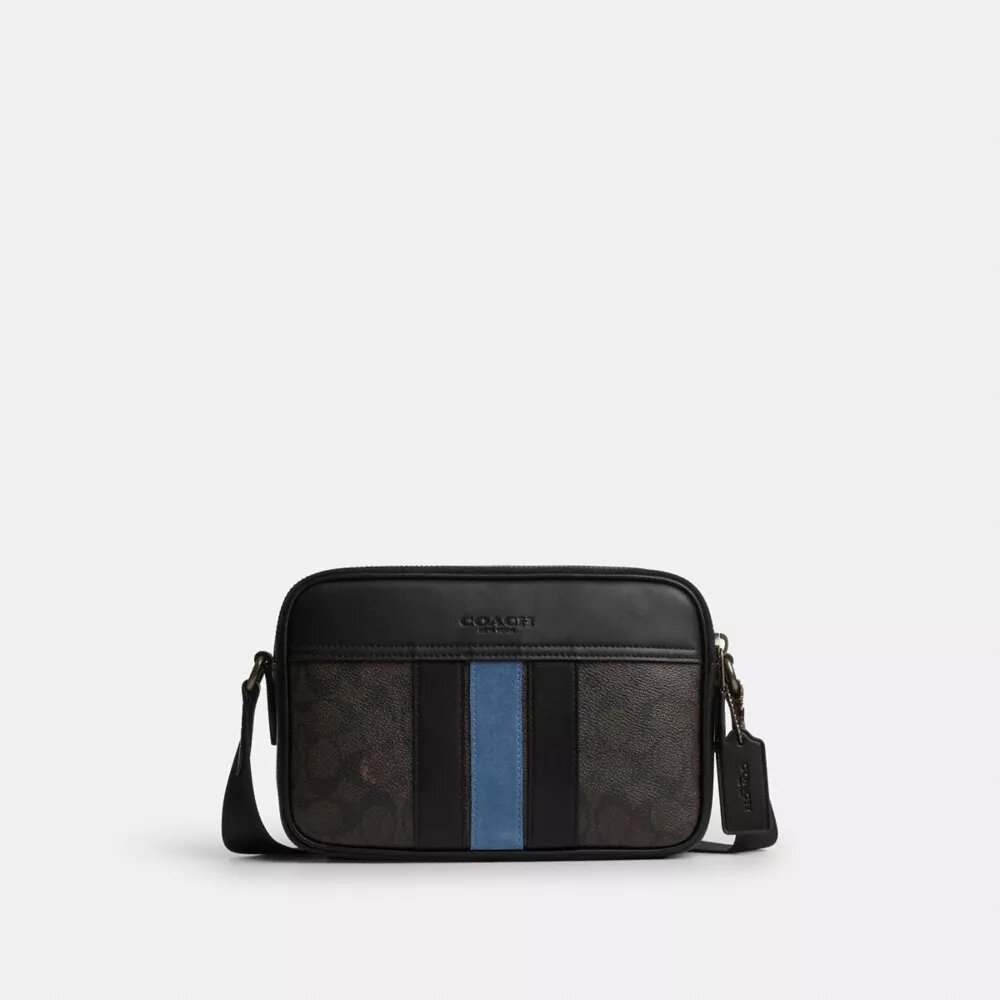 Graham-Umhängetasche aus Signature Canvas mit Varsity-Streifen