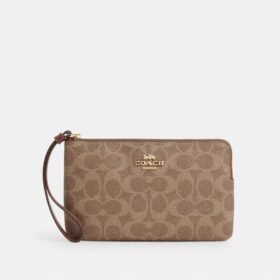 Große Handgelenktasche mit Reißverschluss an der Ecke aus Signature Canvas