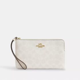 Große Handgelenktasche mit Reißverschluss an der Ecke aus Signature Canvas