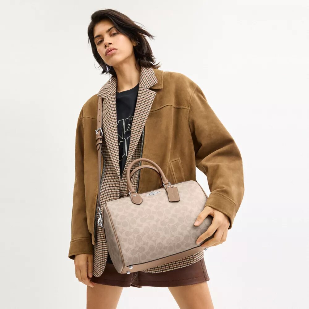 Große Rowan-Satchel-Tasche aus Signature Canvas