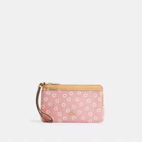 Handgelenktasche mit doppeltem Reißverschluss und Blumenmuster