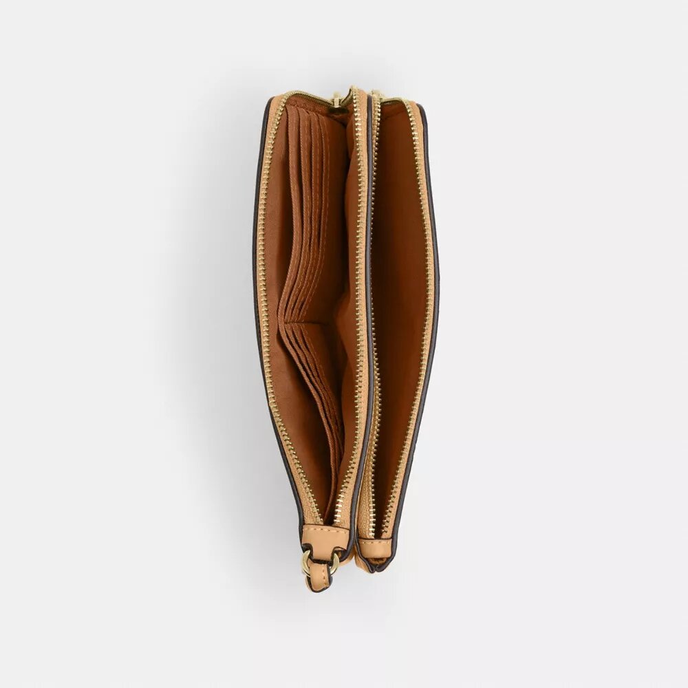 Handgelenktasche mit doppeltem Reißverschluss und Blumenmuster