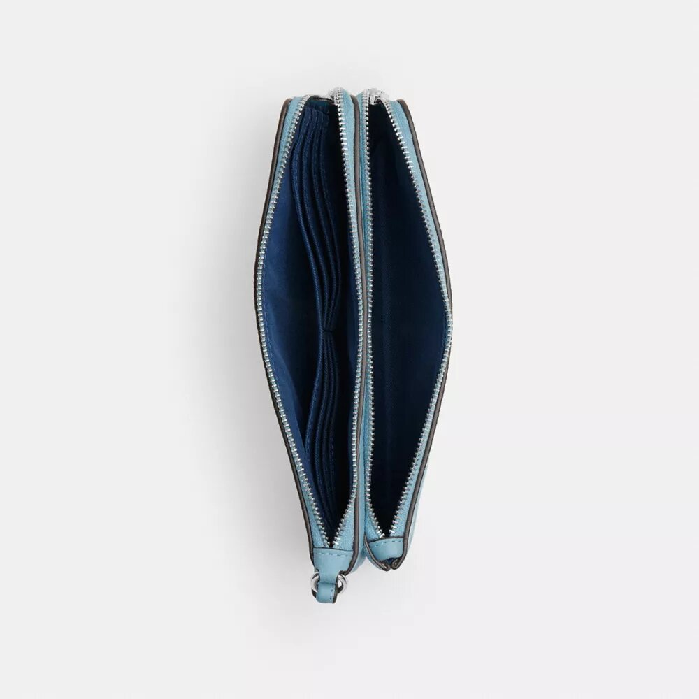 Handgelenktasche mit doppeltem Reißverschluss und Blumenmuster