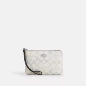 Handgelenktasche mit Reißverschluss an der Ecke aus Signature Canvas