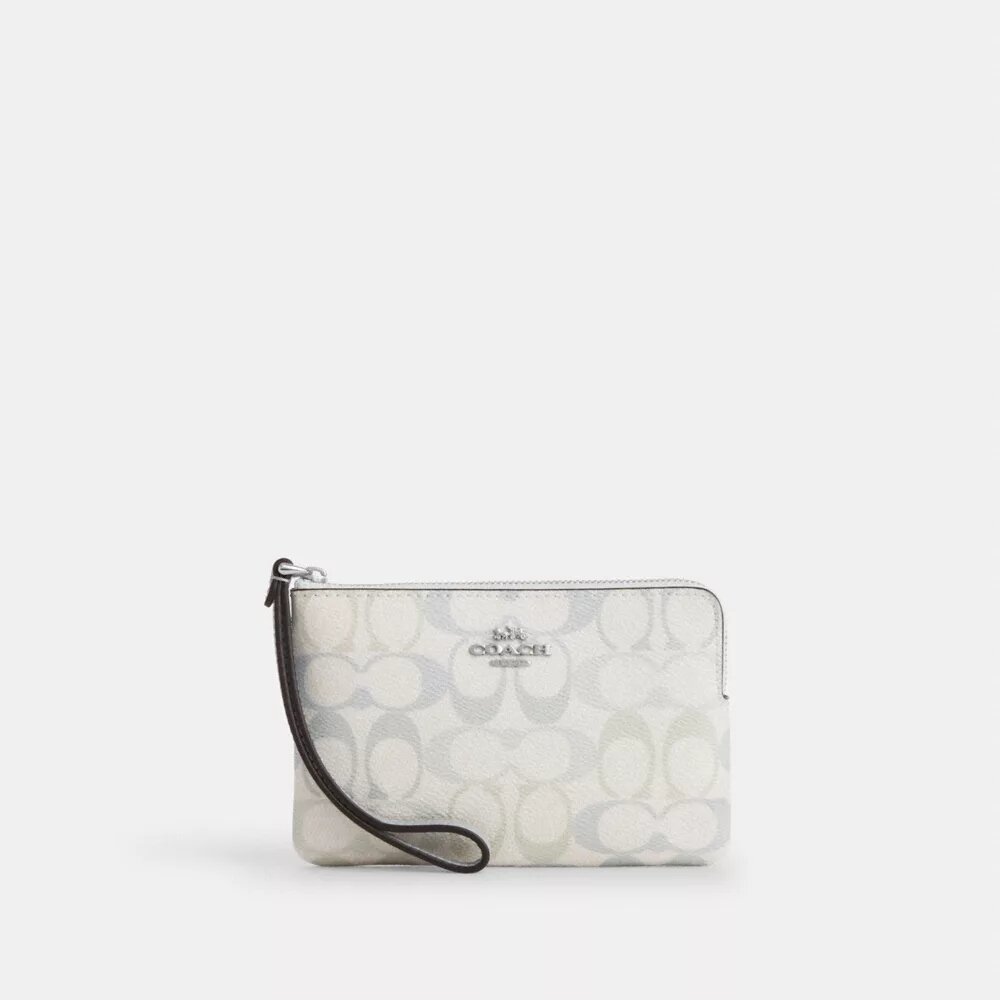 Handgelenktasche mit Reißverschluss an der Ecke aus Signature Canvas