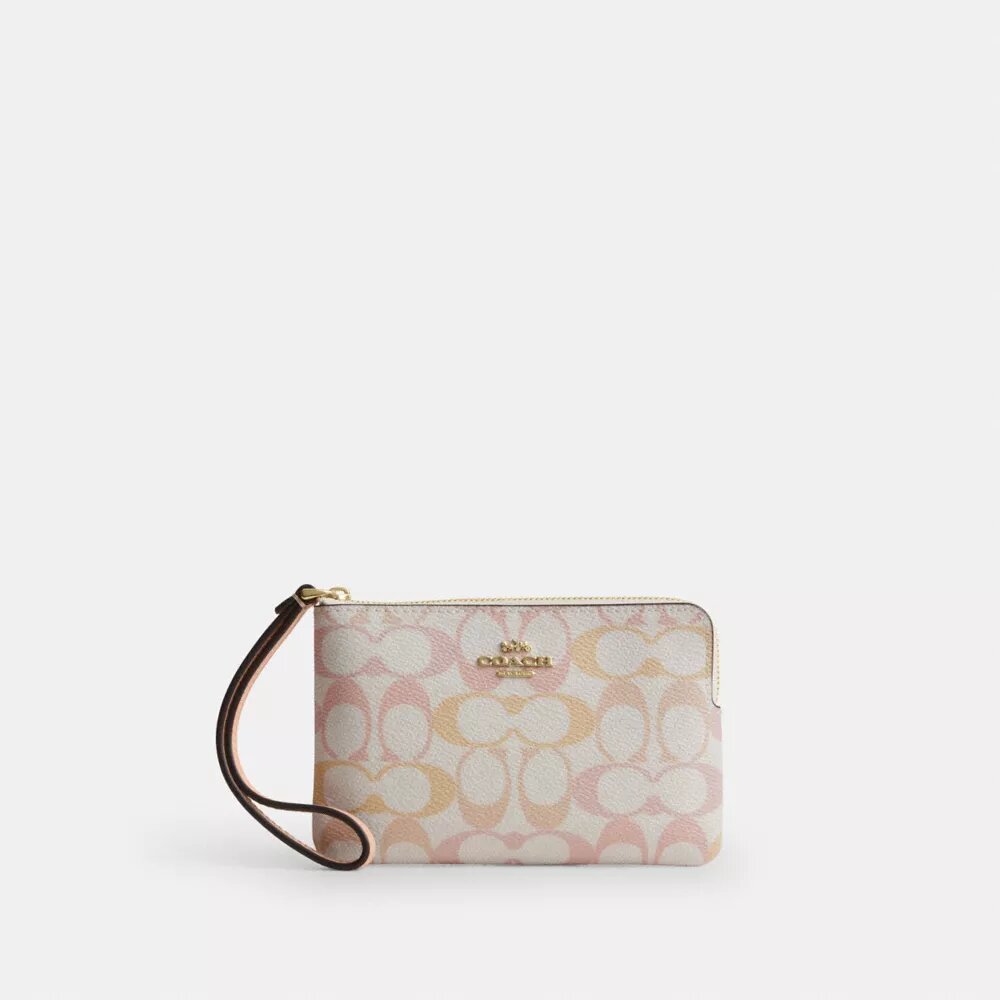 Handgelenktasche mit Reißverschluss an der Ecke aus Signature Canvas