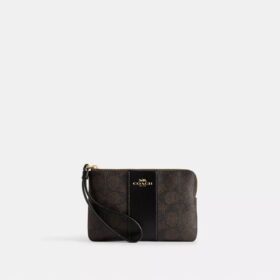 Handgelenktasche mit Reißverschluss an der Ecke aus Signature Canvas mit Streifen
