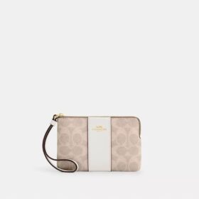 Handgelenktasche mit Reißverschluss an der Ecke aus Signature Canvas mit Streifen