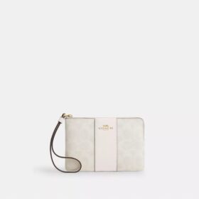 Handgelenktasche mit Reißverschluss an der Ecke aus Signature Canvas mit Streifen