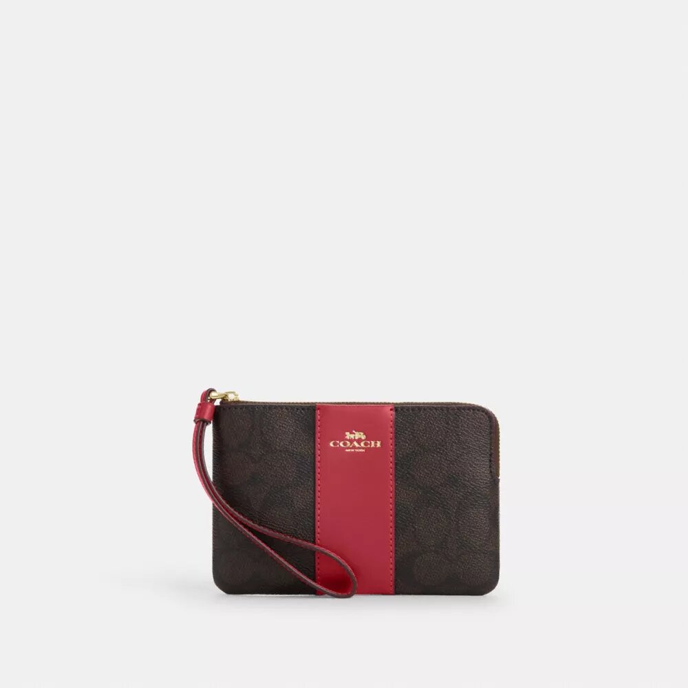 Handgelenktasche mit Reißverschluss an der Ecke aus Signature Canvas mit Streifen