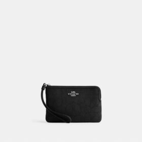 Handgelenktasche mit Reißverschluss an der Ecke aus Signature-Jacquard