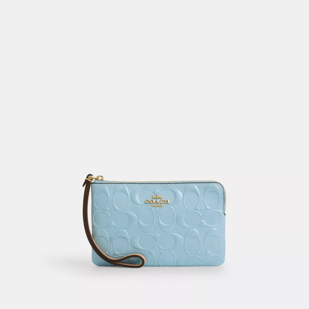 Handgelenktasche mit Reißverschluss an der Ecke aus Signature-Leder
