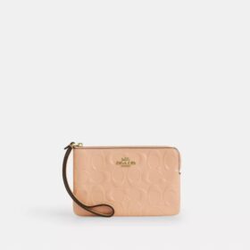Handgelenktasche mit Reißverschluss an der Ecke aus Signature-Leder