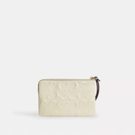 Handgelenktasche mit Reißverschluss an der Ecke aus Signature-Leder