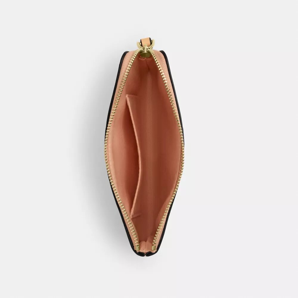 Handgelenktasche mit Reißverschluss an der Ecke aus Signature-Leder