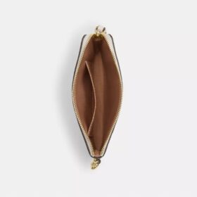 Handgelenktasche mit Reißverschluss an der Ecke aus Signature-Leder mit Herz-Anhänger